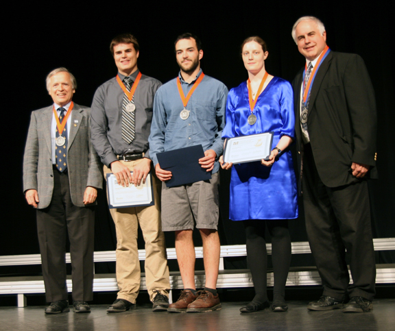 Two faculty members and 3 student award recipients