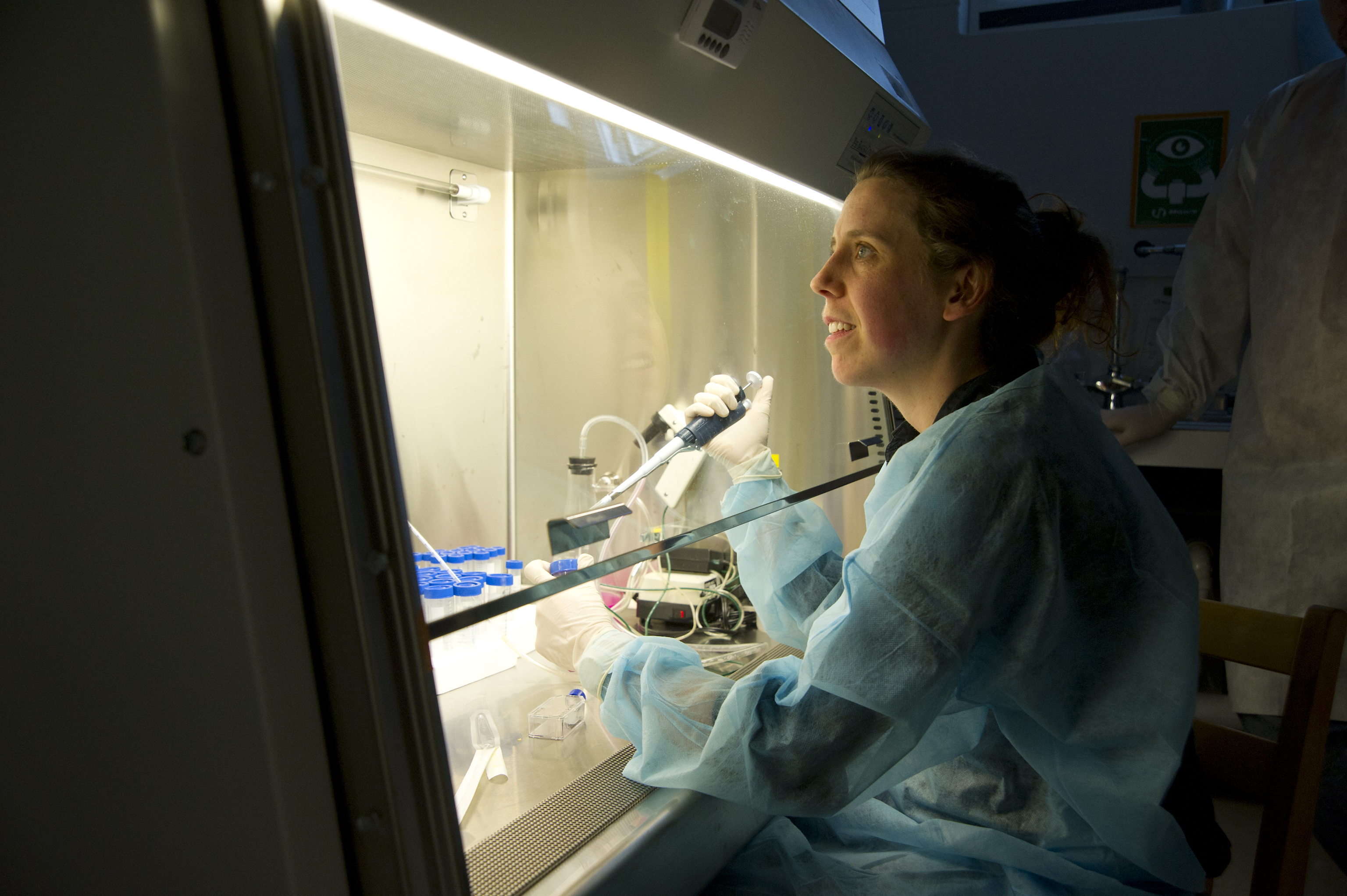 Nikki Curthoys working behind the laboratory hood